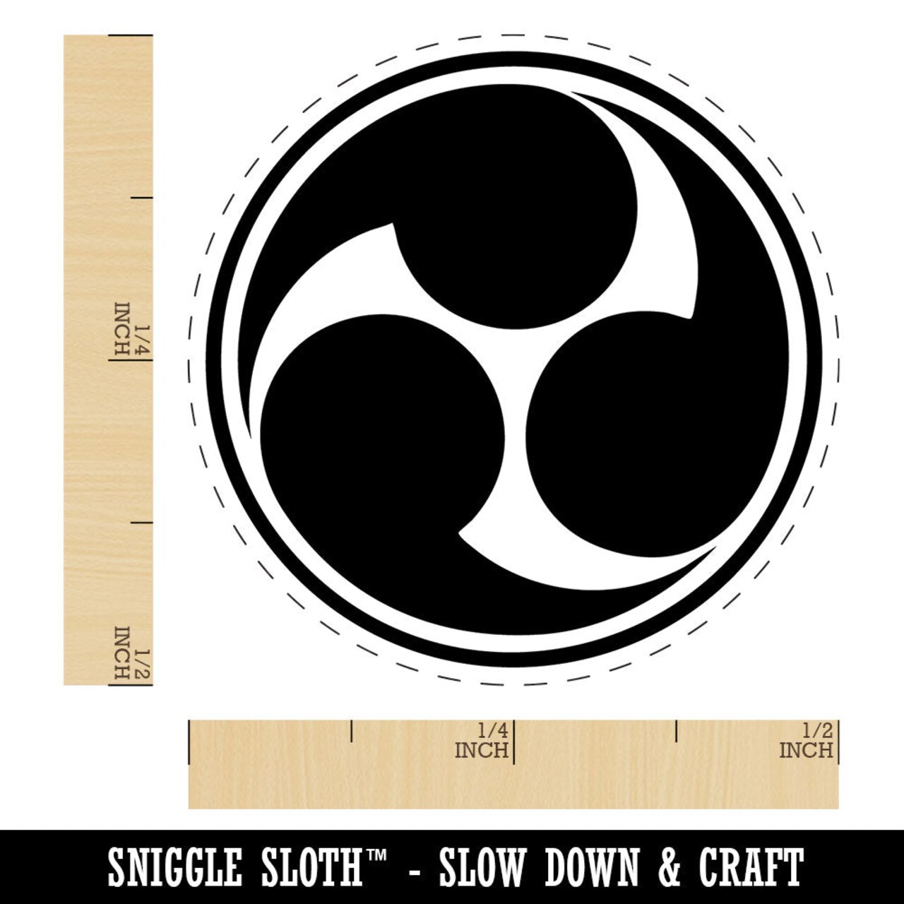 Mitsu Tomoe Japanese Shinto God Symbol Samurai Charm Self-Inking Rubber Stamp